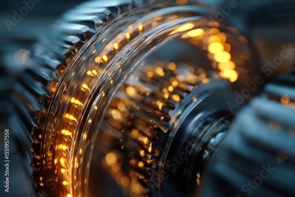 Fototapeta Artistic closeup of glowing clean tech elements