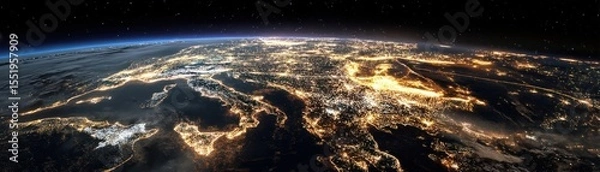 Obraz Satellite night view of global power grid