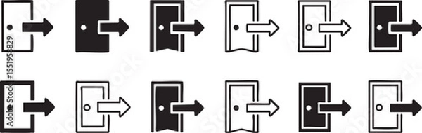 Fototapeta Versatile Exit Door Icon Set for Website Navigation and User Interface Design, Featuring Arrow Symbols and Modern Style for Clear and Intuitive Signage