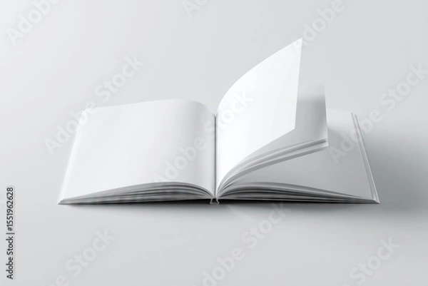 Fototapeta Open Book with a Turning Page Mockup on White