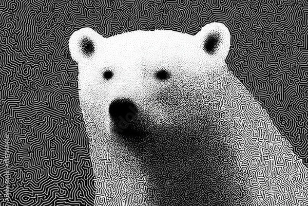 Fototapeta Abstract Polar Bear Design with Intricate Black and White Line Patterns