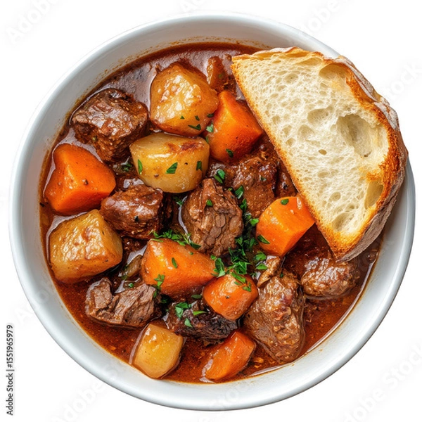 Fototapeta Delicious beef stew with potatoes and carrots isolated on transparent background