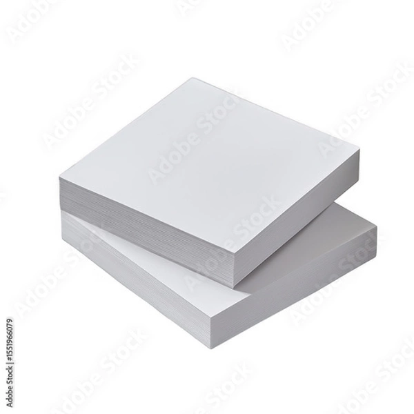Fototapeta Two stacks of blank white paper isolated on transparent background