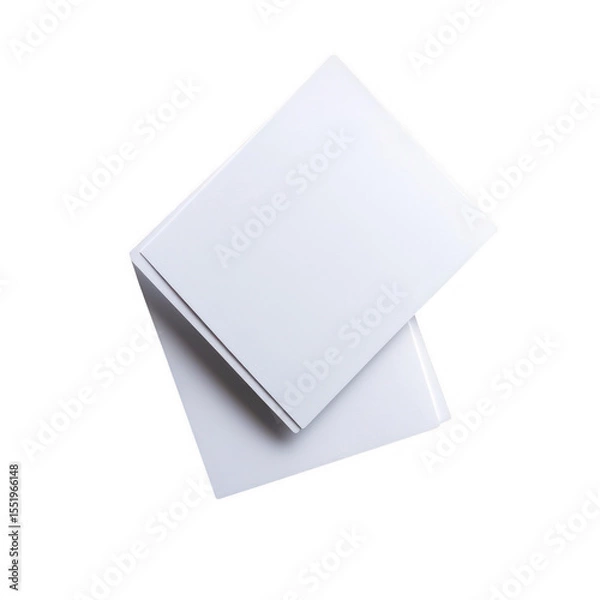 Fototapeta Two blank white papers overlapping isolated on transparent background