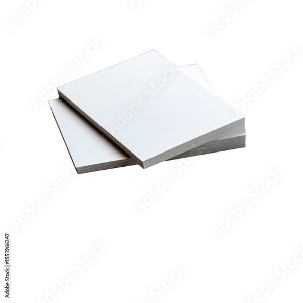 Fototapeta Stack of blank white paper sheets isolated on transparent background