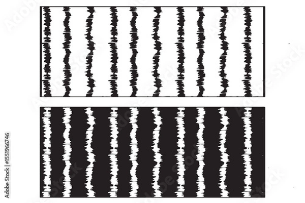 Fototapeta Dual Abstract Black and White Vertical Jagged Stripes Patterns