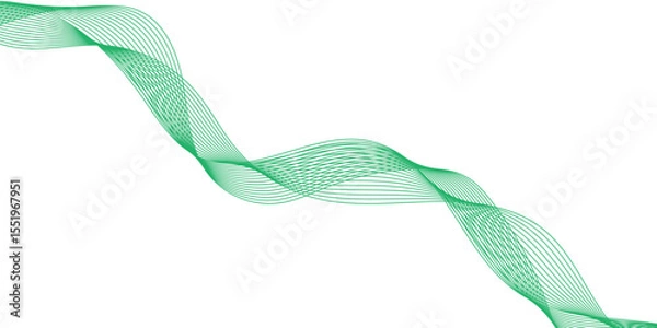 Fototapeta Abstract wavy green stream element for design on transparent background isolated. green lines vector illustration. Curved wave. Abstract wave element for design