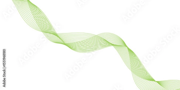 Fototapeta Abstract wavy green stream element for design on transparent background isolated. green lines vector illustration. Curved wave. Abstract wave element for design