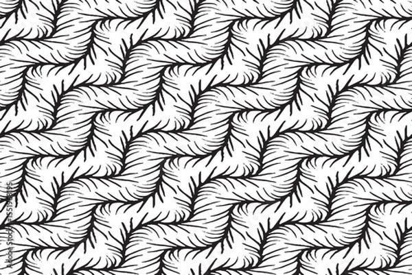 Fototapeta Seamless Abstract Black and White Zigzag Fur Texture Pattern