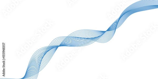 Fototapeta Abstract vector line wave graphics on white background. Digital frequency track equalizer. Stylized line art background. banner, template, wallpaper background with wave design	