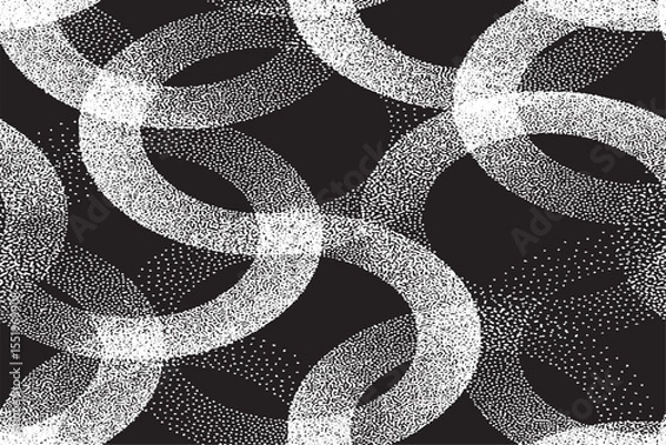 Fototapeta Abstract White Stippled Circles Pattern on Black Background
