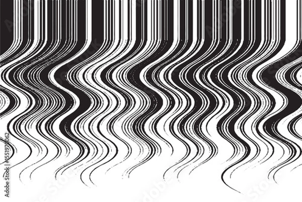 Fototapeta Abstract Black Wavy and Straight Vertical Lines Pattern