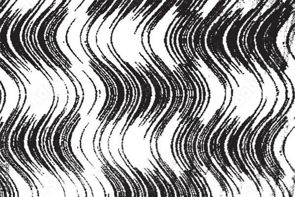Fototapeta Abstract Black and White Wavy Grunge Lines Pattern