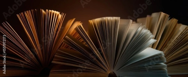 Fototapeta The mesmerizing display of open books inviting knowledge and imagination