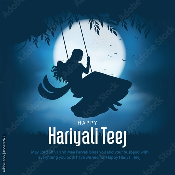 Fototapeta indian festival Happy Haryali Teej and Hartalika Teej. abstract vector illustration design