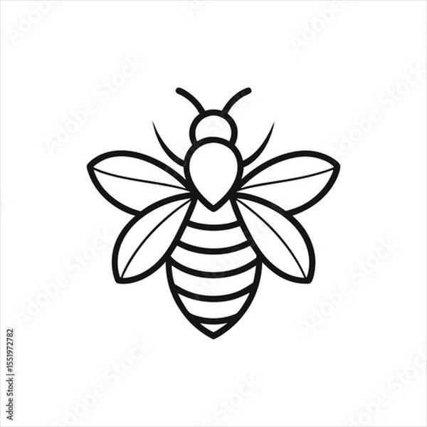 Fototapeta minimalist bee line art on white background on transparent background