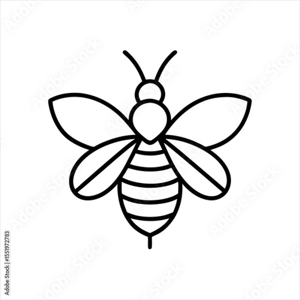 Fototapeta minimalist bee line art on white background on transparent background