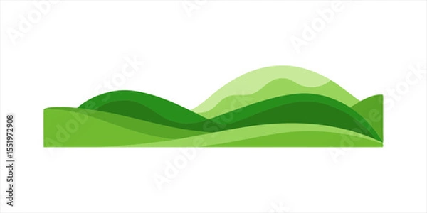 Fototapeta minimalist rolling hills with green grass in vector on white background 5 on transparent background