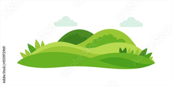 Fototapeta nature scene with grassy hills in clipart style on white background 1 on transparent background