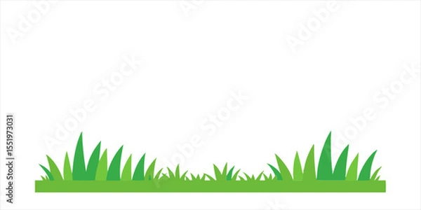 Fototapeta playful grass border illustration like kids drawining on white background on transparent background