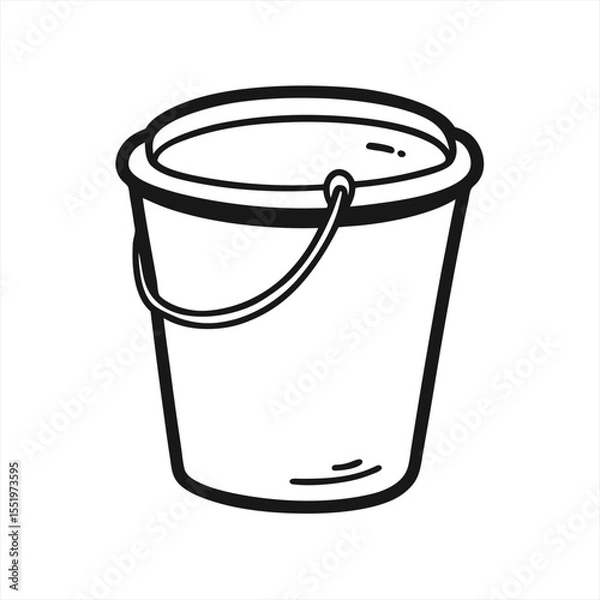 Fototapeta vector bucket sketch in doodle style on white background on transparent background