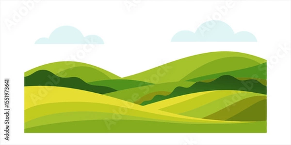 Fototapeta vector landscape of rolling grassy hills isolated on white background 0 on transparent background
