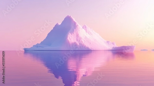 Fototapeta Serene Iceberg Surrounded by Calm Waters at Dusk in Pastel Hues
