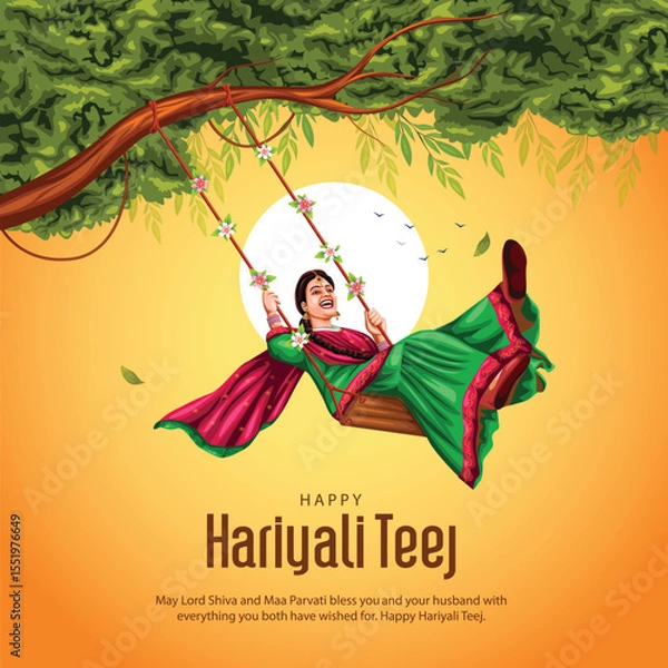 Fototapeta indian festival Happy Haryali Teej and Hartalika Teej. abstract vector illustration design