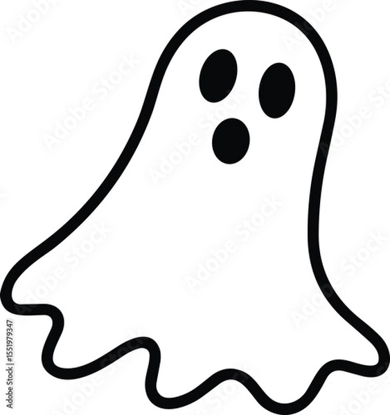 Fototapeta Simple Halloween Ghost Line Art Vector Illustration