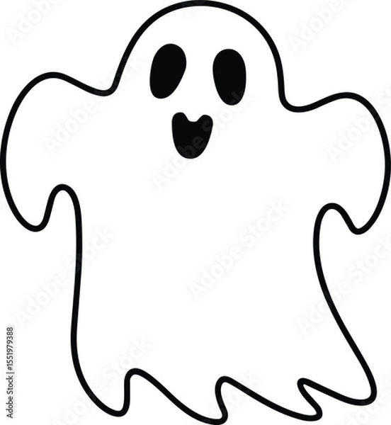 Fototapeta Playful Floating Ghost Line Art – Cute Halloween Vector Illustration for Kids and Decor