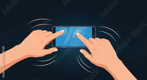 Fototapeta Using Generic Smartphone with Two Finger Touch Gesture
