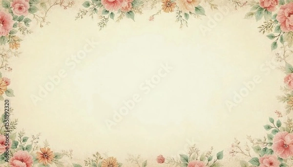 Obraz Faded Floral Vintage Wallpaper with Distressed Texture