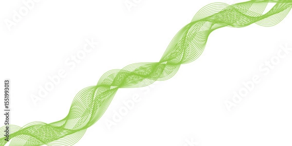Fototapeta Abstract wavy green stream element for design on transparent background isolated. green lines vector illustration. Curved wave. Abstract wave element for design