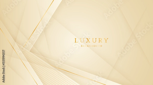 Fototapeta Cream background with elegant golden lines, use for template or cover. Elegant premium cream background. vector illustration	