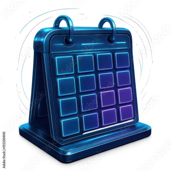 Fototapeta Digital Calendar Icon: A sleek, modern digital calendar icon with a futuristic design, perfect for depicting schedules, appointments, and time management in a technological context.