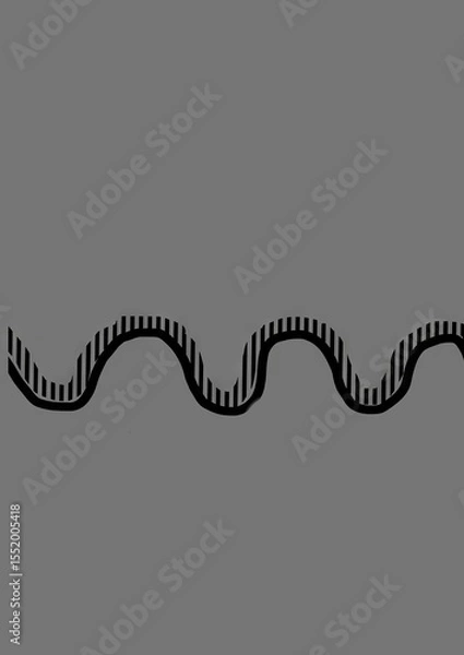 Fototapeta Abstract wavy line illustration in black on gray background  