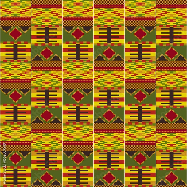 Obraz Kente cloth. African geometric seamless pattern.
