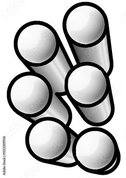 Fototapeta White circular objects arranged in abstract pattern with outlines  