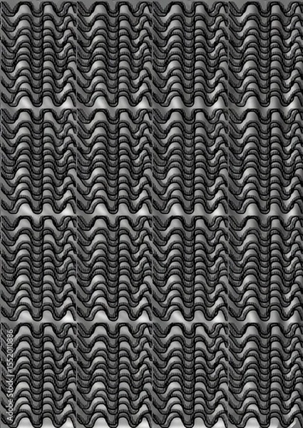 Fototapeta Abstract black and gray textured pattern with wavy lines  