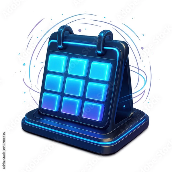 Fototapeta Digital Calendar Icon: A sleek, futuristic calendar icon illuminates with vibrant neon, suggesting the blend of technology and time management.