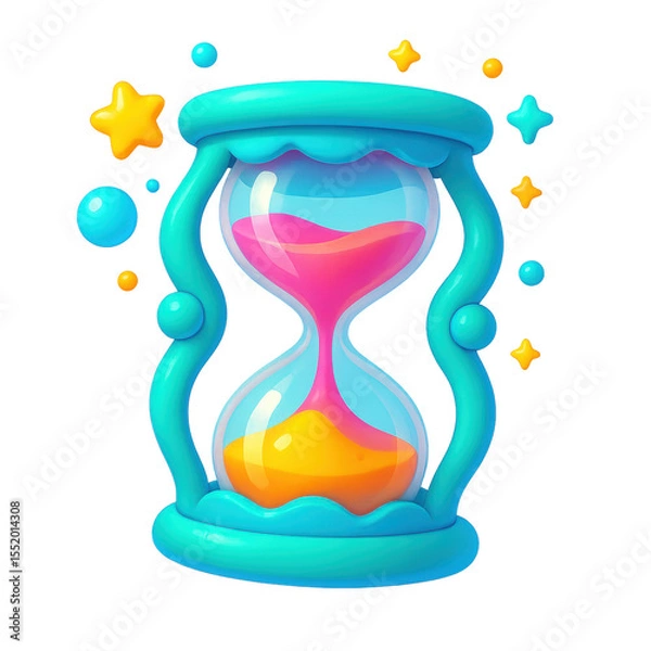 Fototapeta Hourglass of Time: A vibrant and captivating image showcasing an hourglass with a playful design, symbolizing the passage of time with colorful sands and decorative elements.