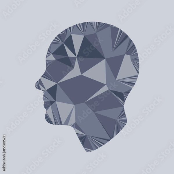 Obraz Silhouette of a human head in multicolored tones. Head profile made using triangulation. Low poly vector head silhouette.