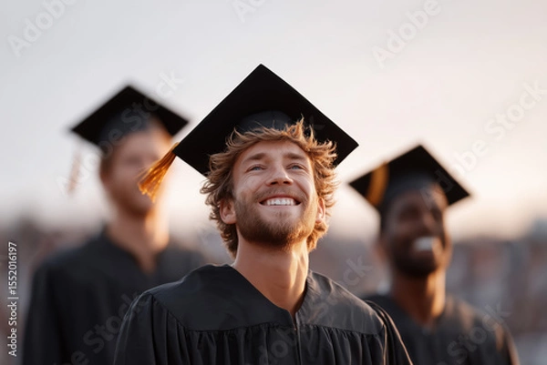 Obraz Graduating student smiling in cap and gown