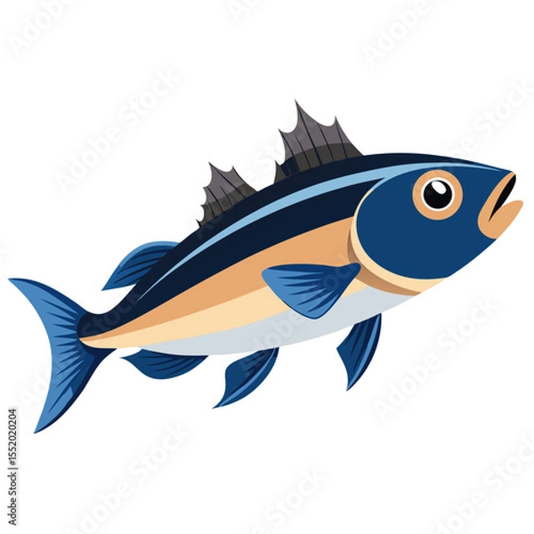 Obraz Isolated Pollock Fish Clipart | Clean Vector Drawing