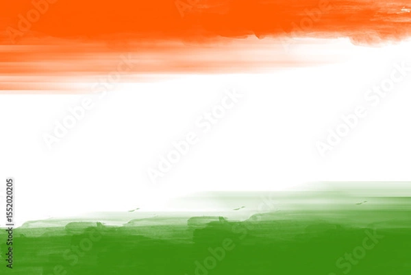 Obraz Indian flag colours with rough brush strokes, silhouette illustration isolated isolated transparent background
