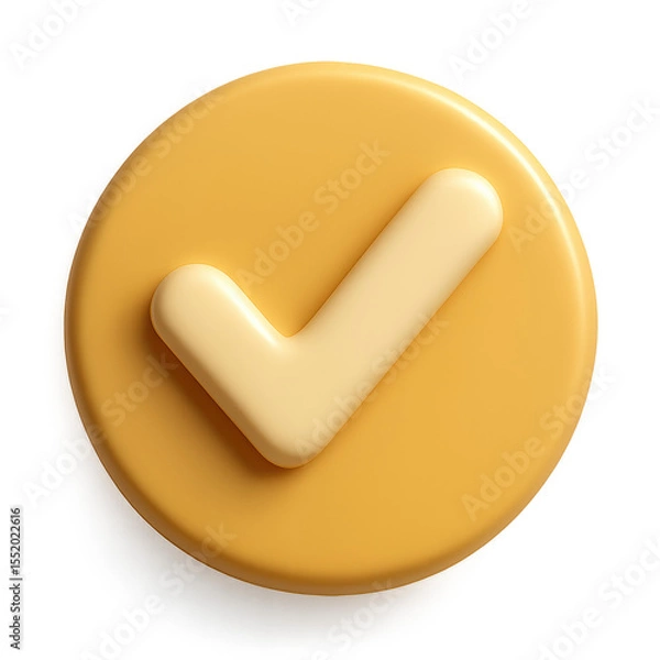 Fototapeta Verification Symbol: A clean, high-angle shot of a golden checkmark, symbolizing accuracy, completion, and approval. It's a simple.