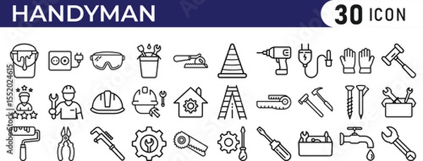 Obraz construction repair icon set. handyman icon collection.
