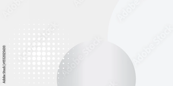 Obraz White geometric abstract background overlap layer on bright space with lines effect decoration. Modern graphic design element circles style concept for banner.