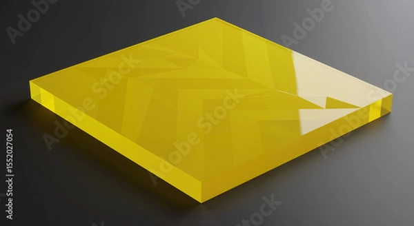 Fototapeta Bright yellow acrylic sheet with geometric pattern on dark background