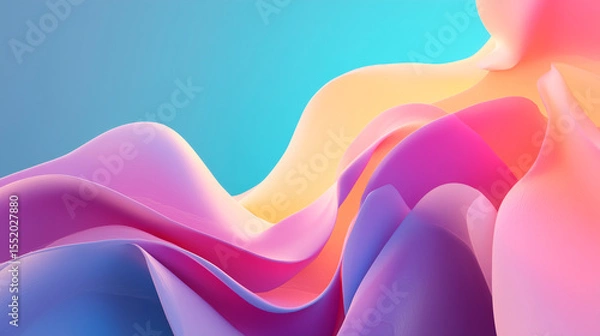 Fototapeta Abstract soft wave with flowing lines and pastel gradients. Calm minimalism, perfect for backgrounds, presentations, and modern design.